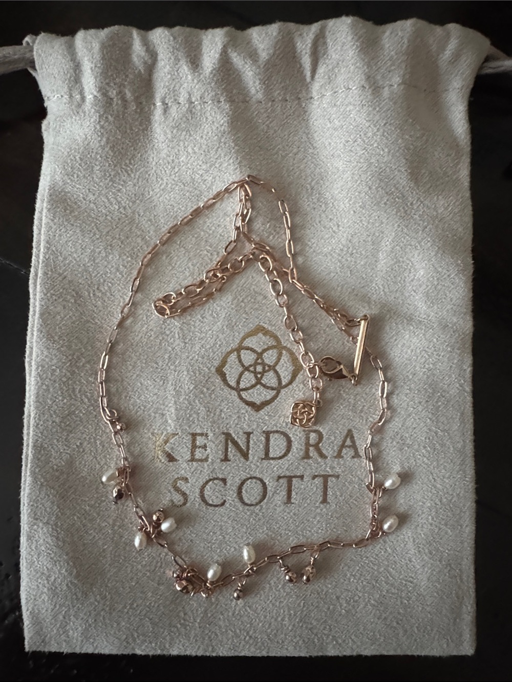 Kendra Scott Rose Gold Necklace with Pearl Accents